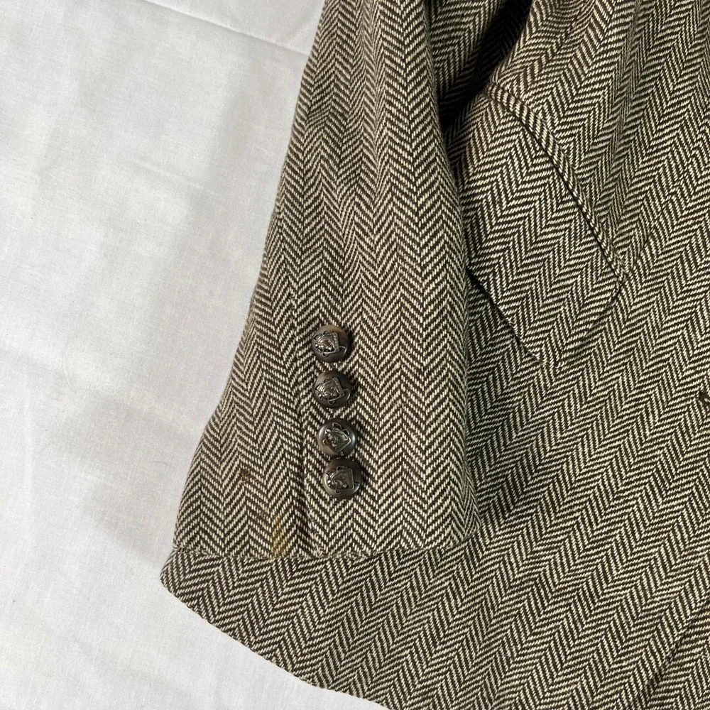 Lauren Ralph Lauren Blazer Women 4 Brown Good Herringbone Wool 4-Button USA Made